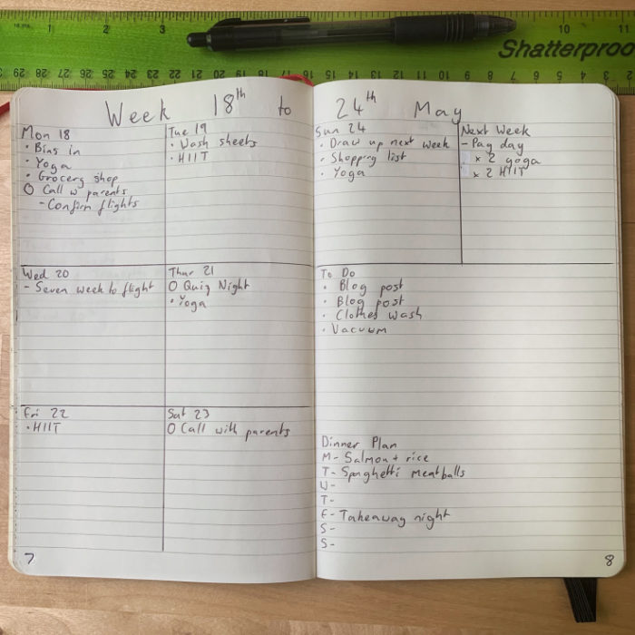 Simple Bullet Journal Weekly Log